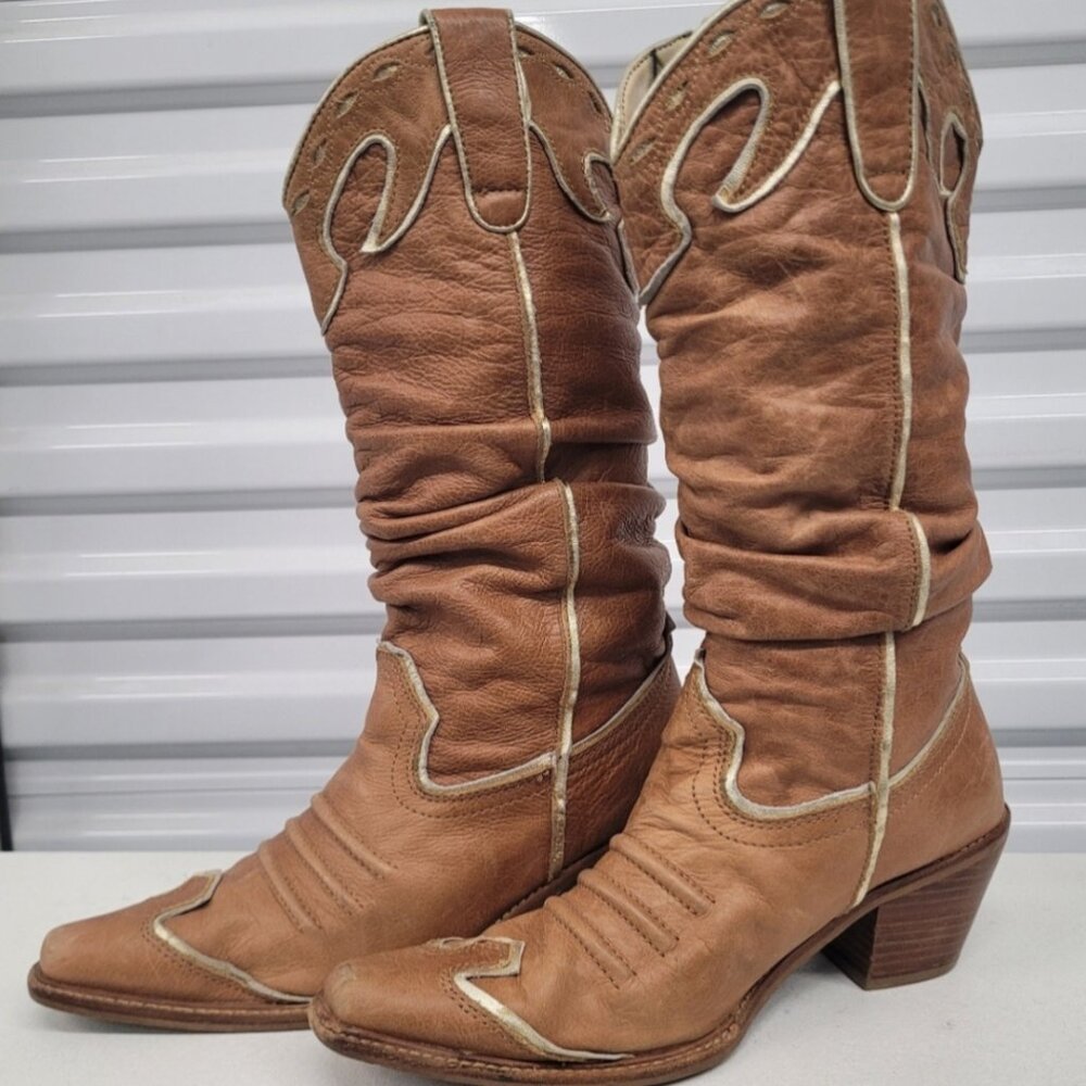 NaNa Genuine Leather Cowboy Boots